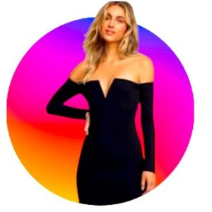 LuLus black off shoulder OVER THE SWOON body-com mini dress women’s size XS